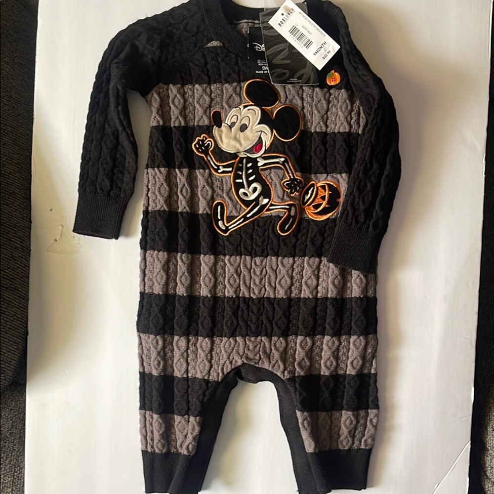 Disney Black and Gray Footies with Mickey Mouse Graphic